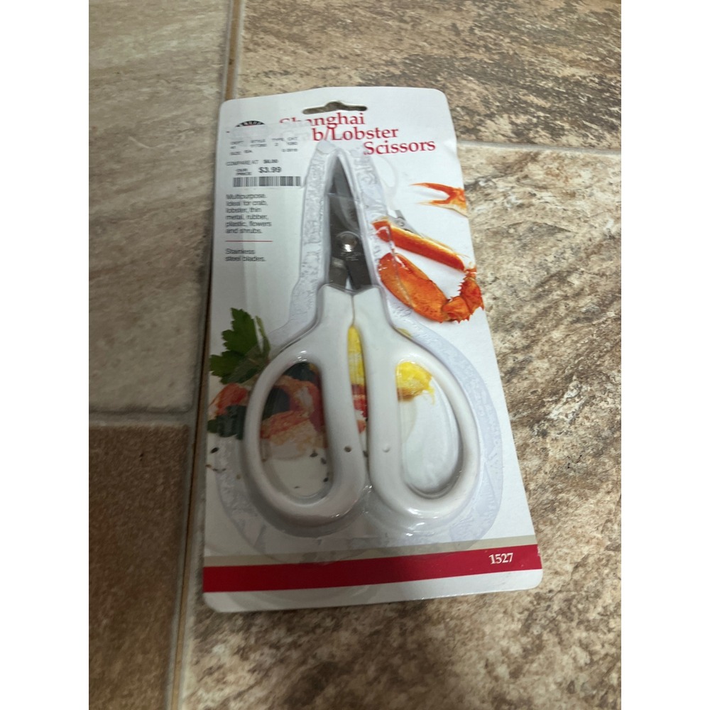Norpro Shanghai Crab Lobster Scissors 1527 Stainless Steel Kitchen Shears White